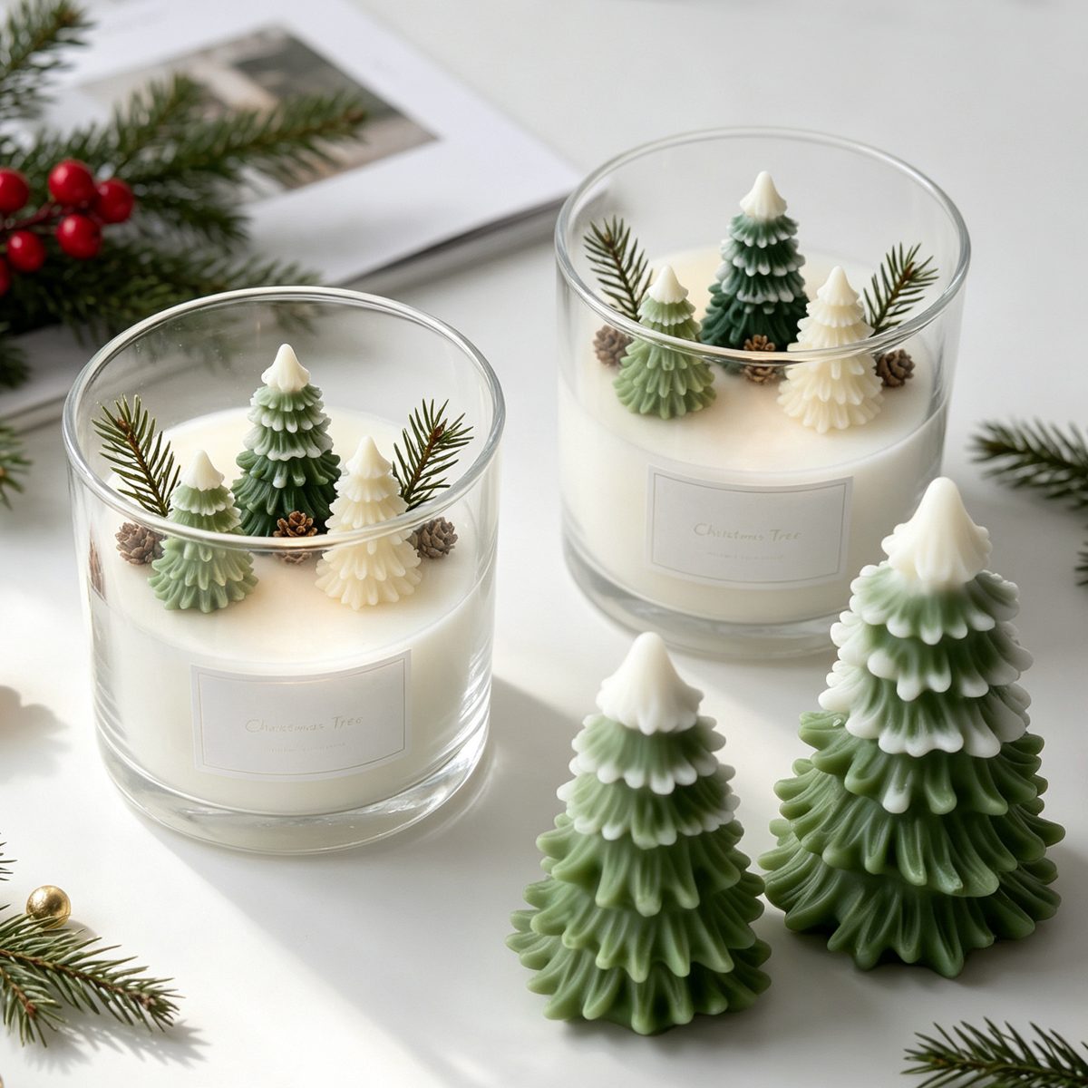 Christmas Tree Needle Christmas Tree Candle mold (RUUIPON-050)