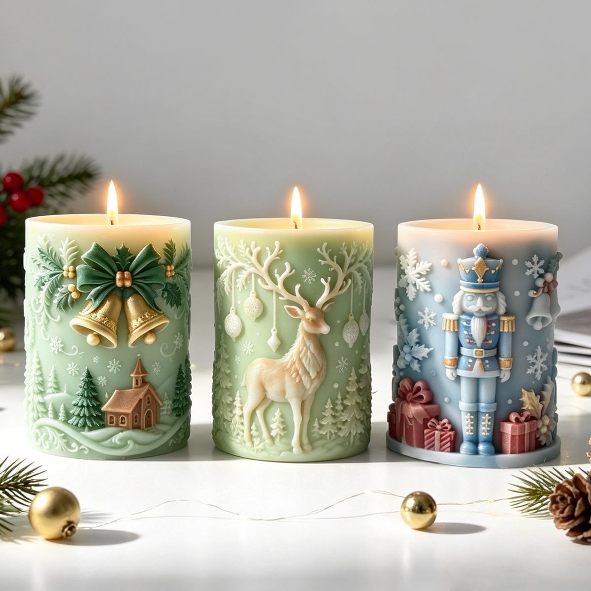 Christmas Relief Candle mold (RUUIPON-063)