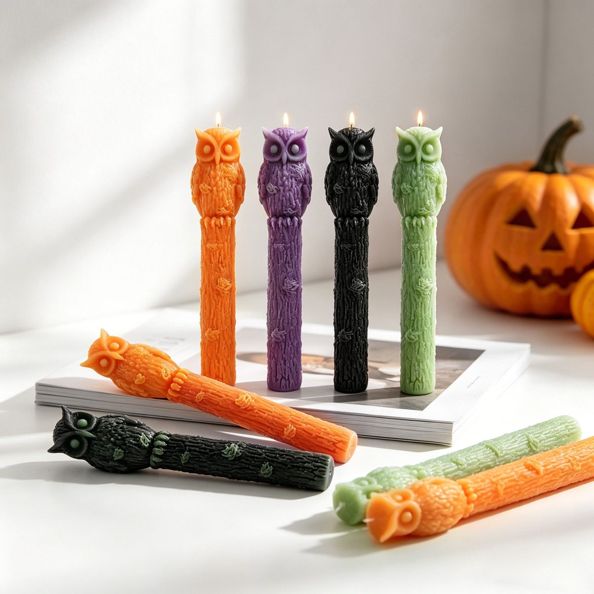 Halloween Stump Cat Head Candle mold (RUUIPON-102)
