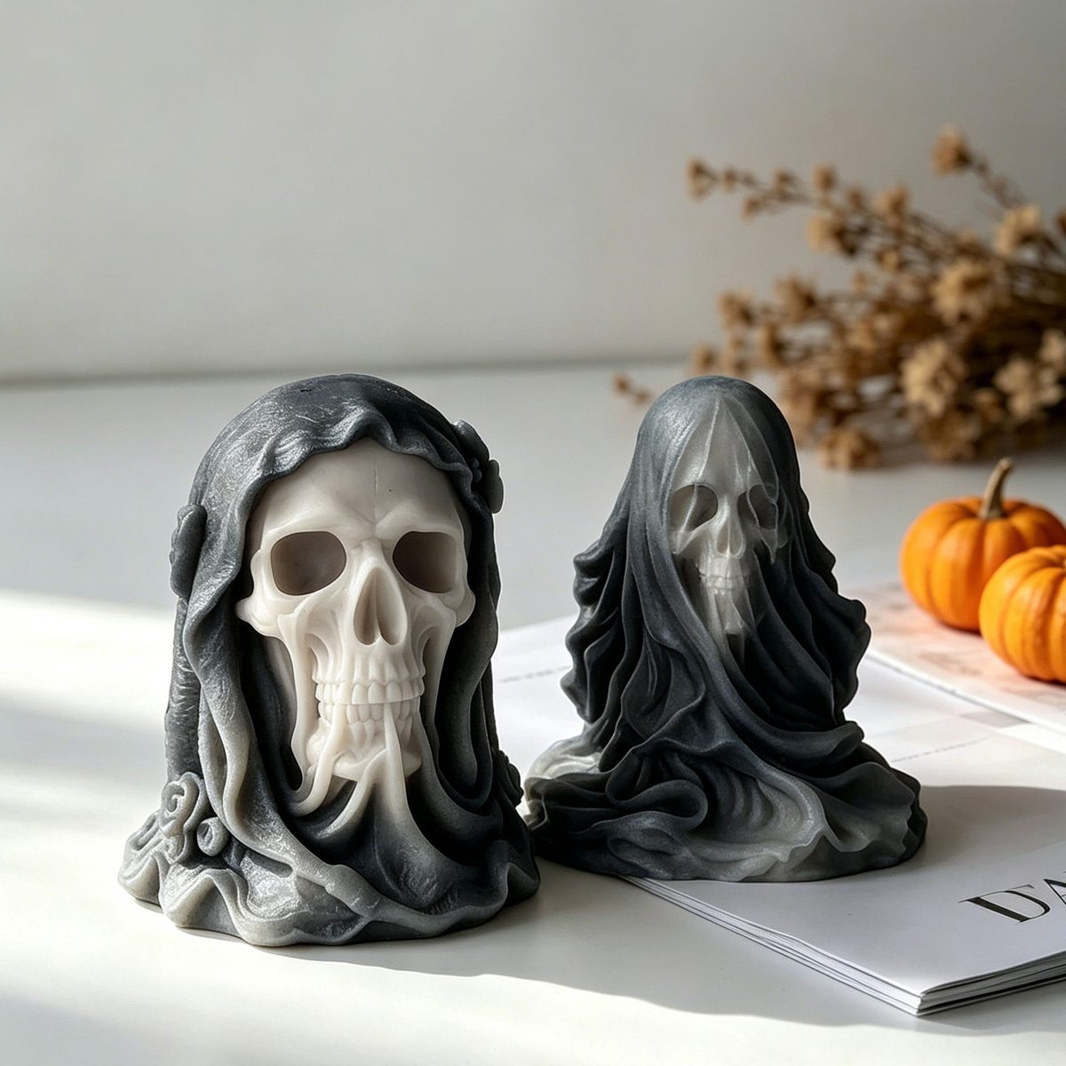 Veiled Skull Halloween Candle mold (RUUIPON-130)