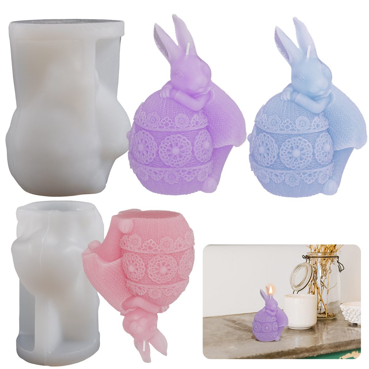 Dress Bunny Flower Ball Candle mold (RUUIPON-158)