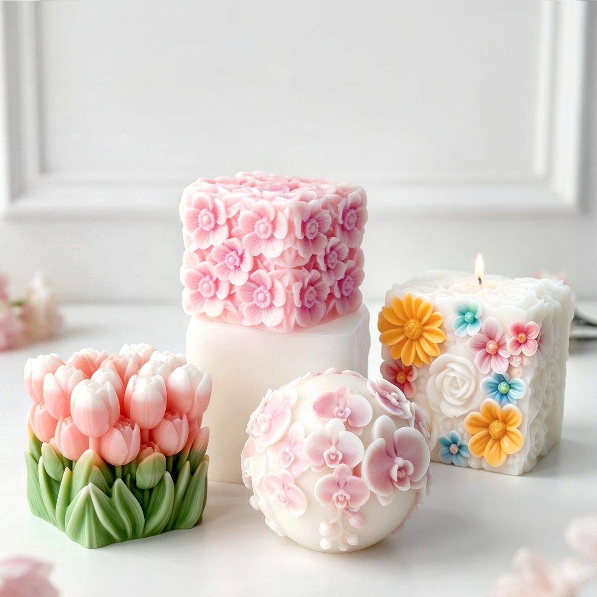 Flower Cube Candle mold (RUUIPON-169)