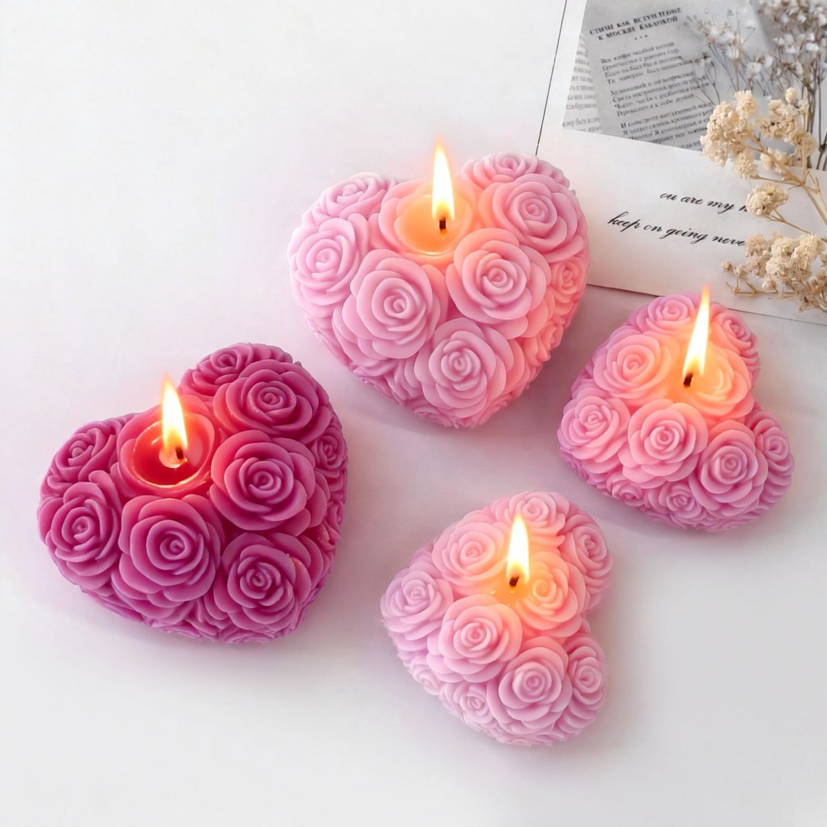 Heart Rose Candle mold (RUUIPON-175)