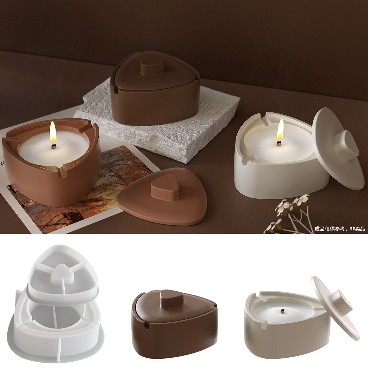 Round Triangle Ashtray Candle mold (RUUIPON-206)