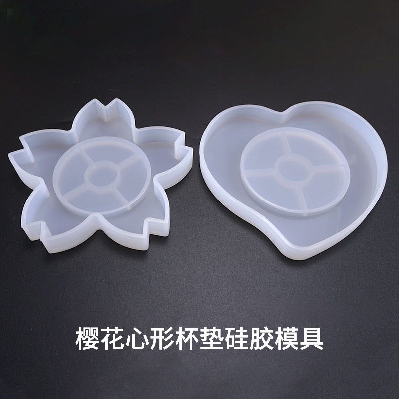 Heart Cherry Blossom Coaster mold (RUUIPON-245)