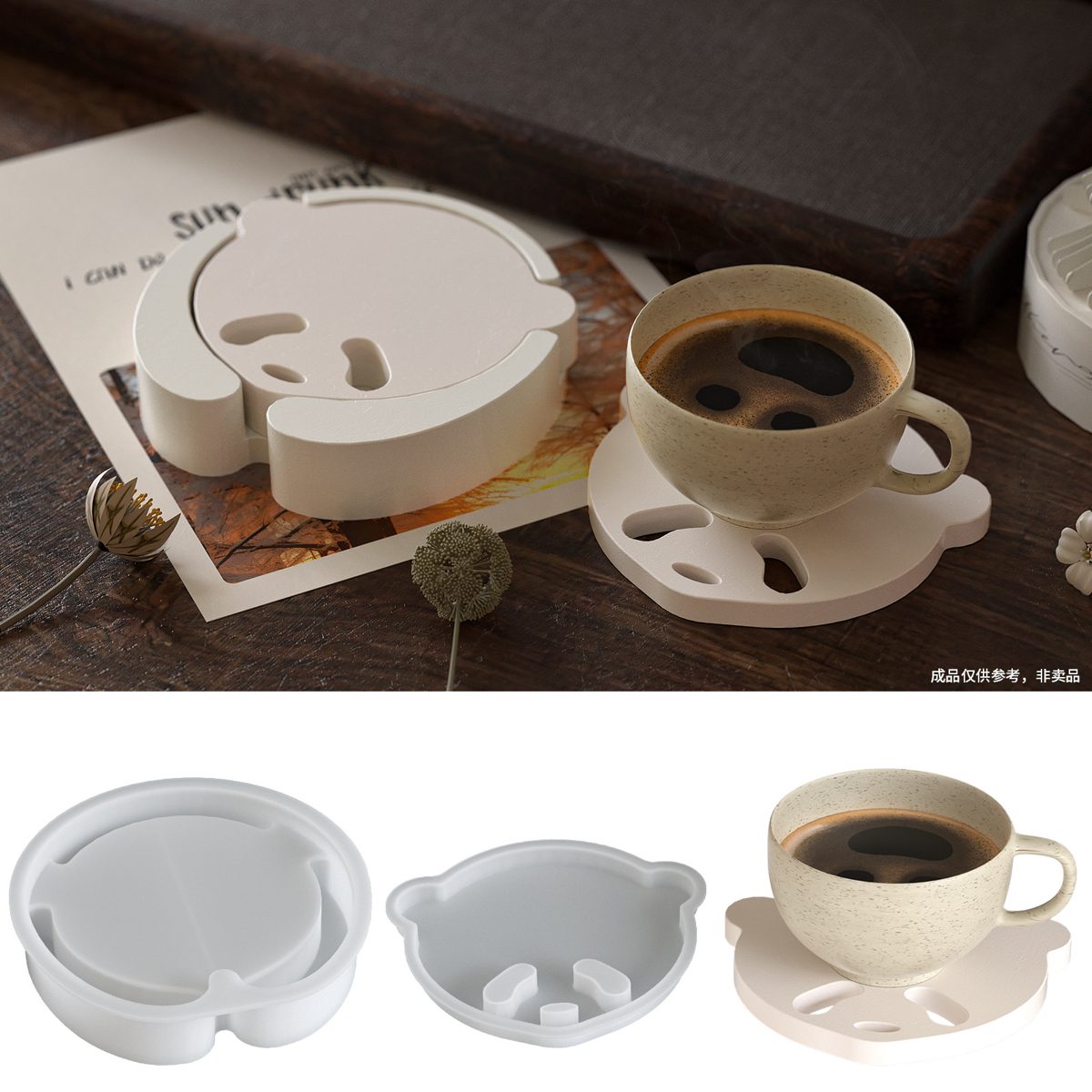 Bear Coaster Gypsum mold (RUUIPON-286)
