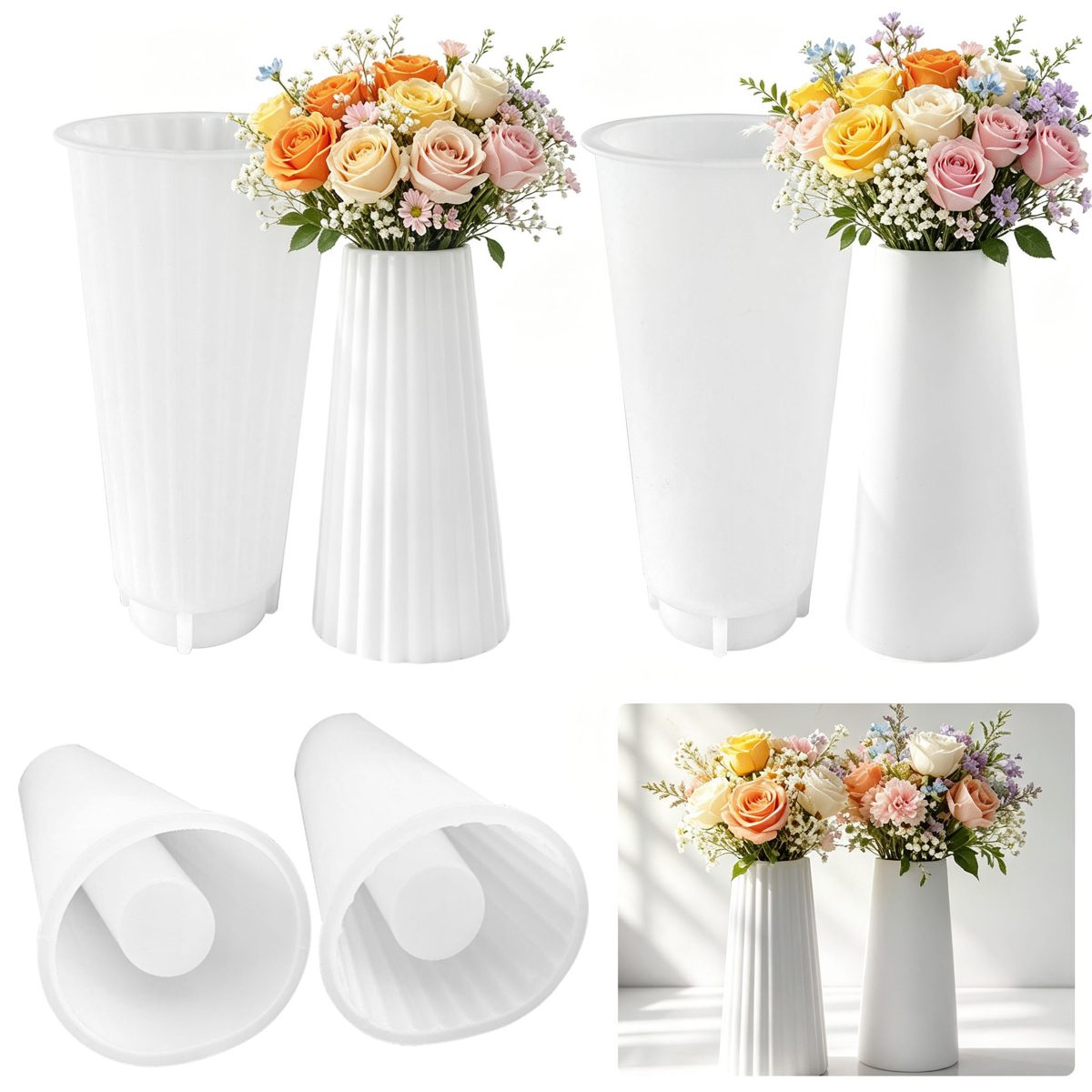 Vase Flower Arranger Gypsum mold (RUUIPON-300)