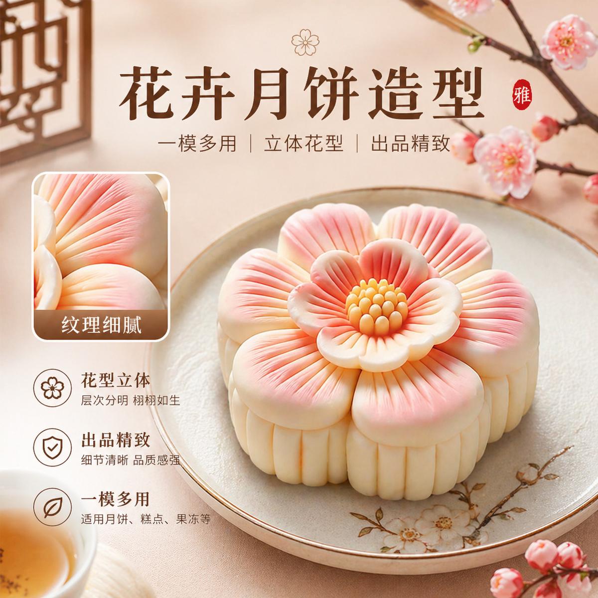 Chinese Flower Mooncake mold (RUUIPON-406)