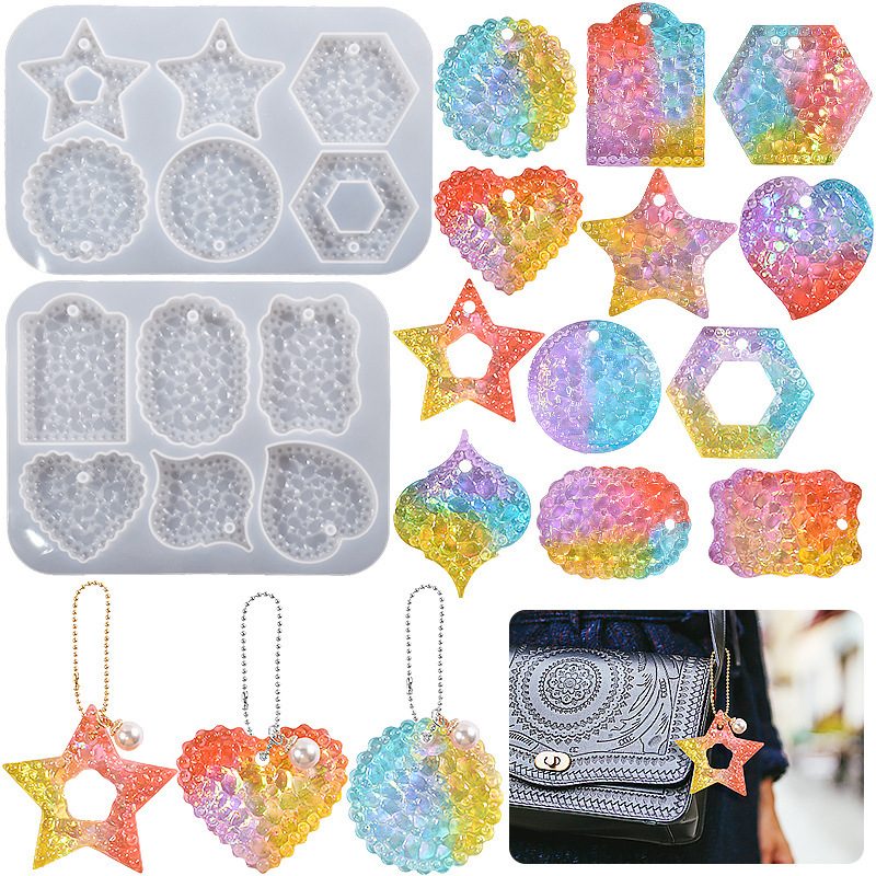 Diamond Pattern Five Star Pendant mold (RUUIPON-514)