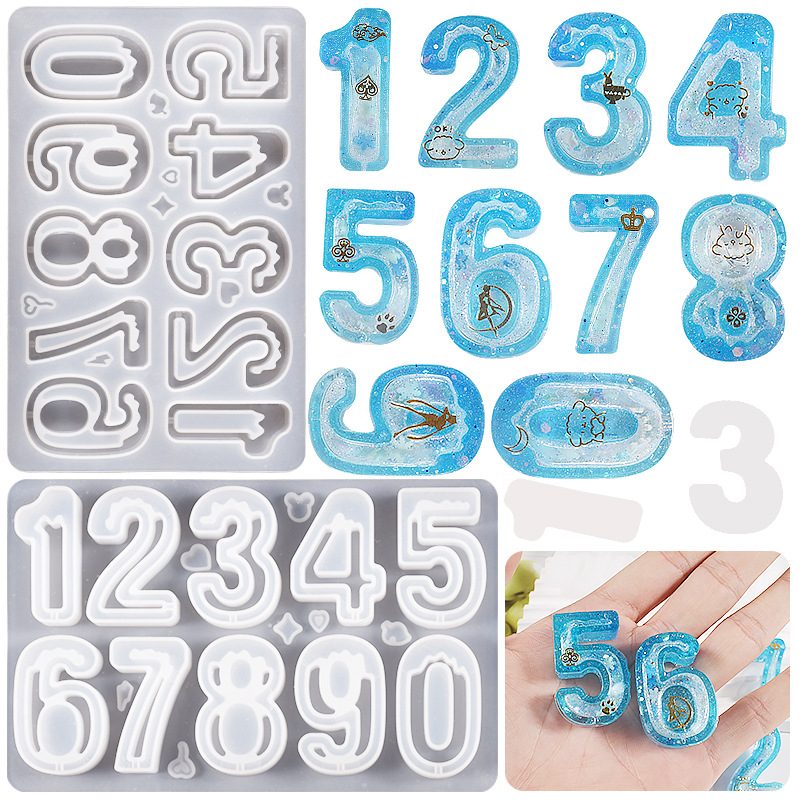 Arabic Numeral Quicksand Pendant mold (RUUIPON-526)