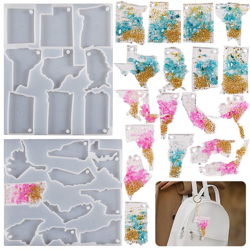 America Map Hanging Tag Pendant mold (RUUIPON-534)