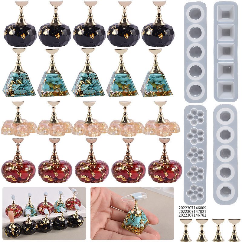 Nail Practice Stand Round Resin mold (RUUIPON-593)