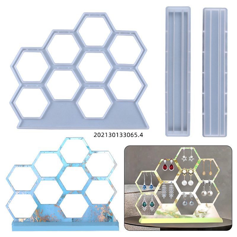 Hexagon Earring Stand Resin mold (RUUIPON-682)